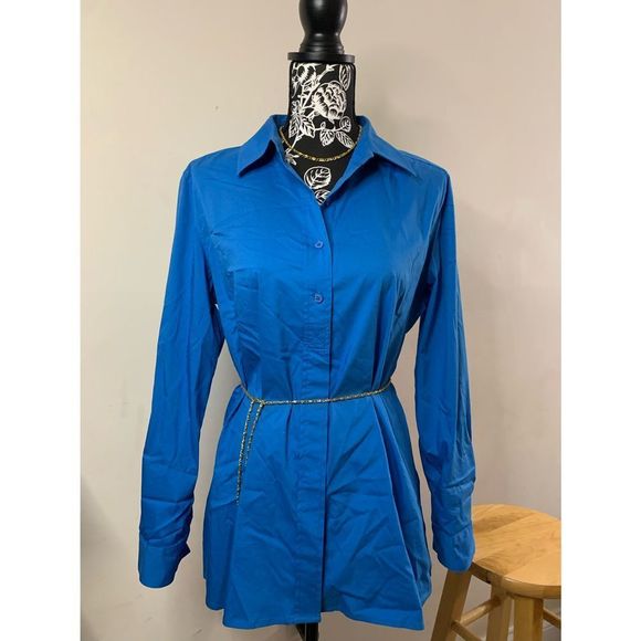 Chico’s Royal Blue Button up Blouse - Picture 2 of 12